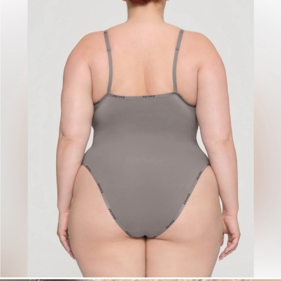 🏷️Skims 4X Cotton Logo Bodysuit Smoke - Picture 2 of 12